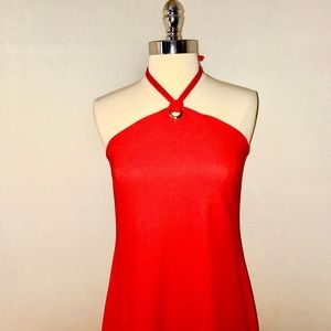 Boston Proper Red Silky Stretch Halter Dress XS